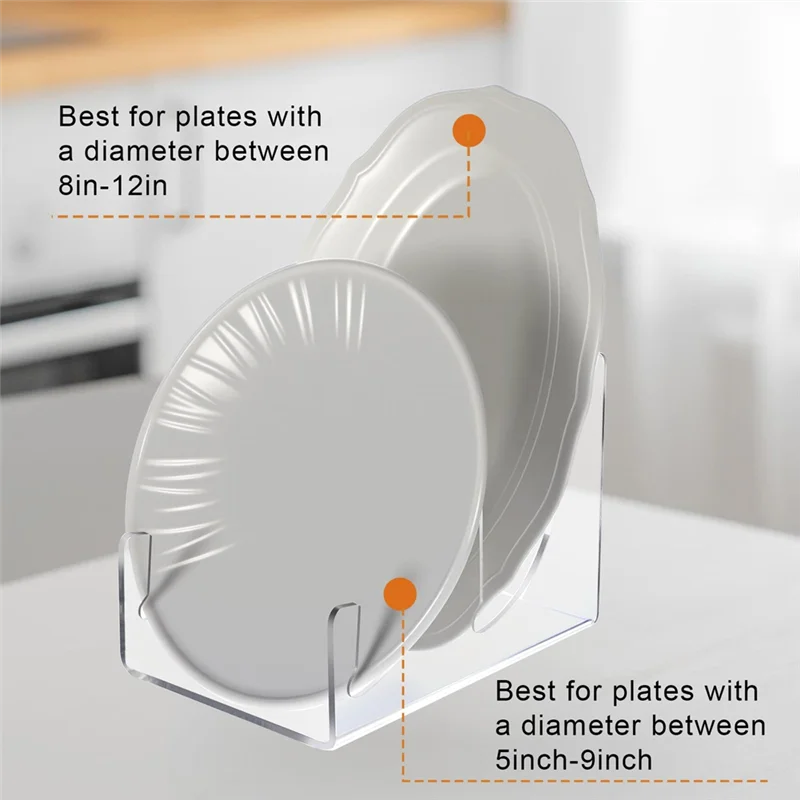 Clear Kitchen Cabinet Organizer 4 Pcs For Display Stand,2-Tier China Platters Holder,Acrylic Plate Stands For Display