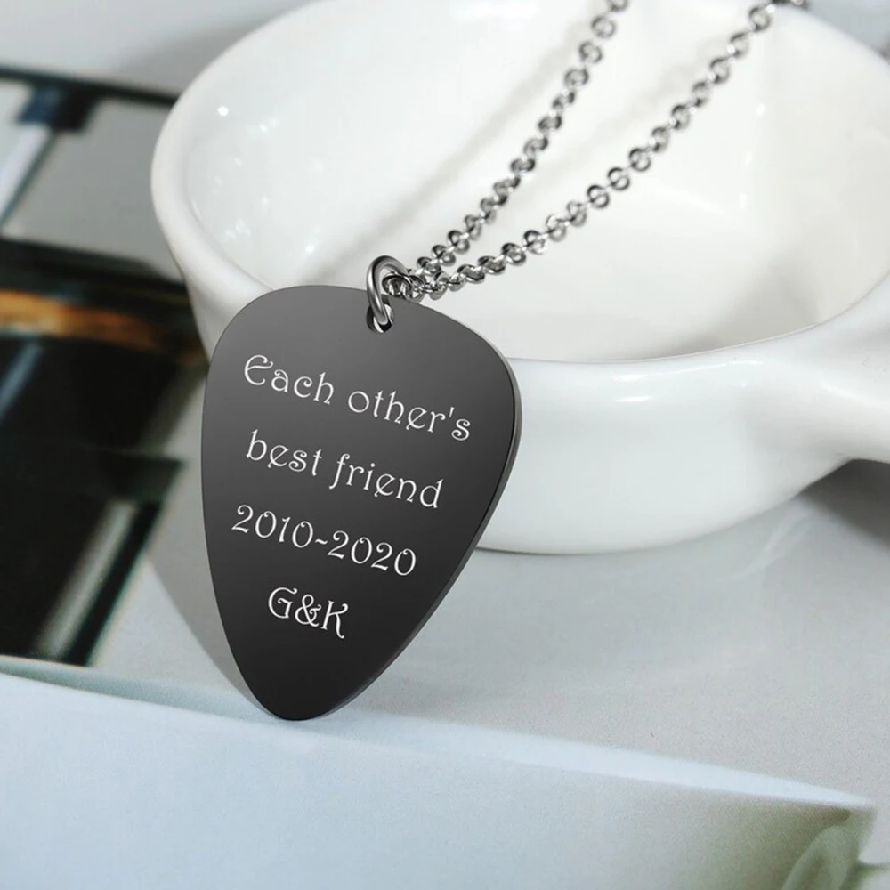 Personalized Guitar Picks Necklace, Custom Engraved Any Content Guitar Picks, Guitar Picks Gift For Boyfriend, Rock Musicians