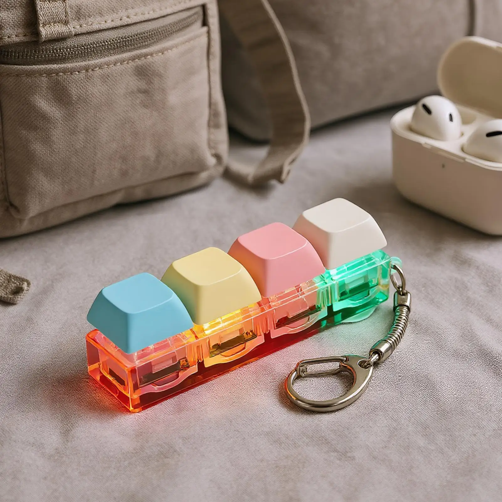 Voor volwassenen kinderen Fidget Keycap Toy Clicker Zintuiglijk speelgoed voor stressverlichting Toetsenbord Sleutelhanger Fidget Gadget