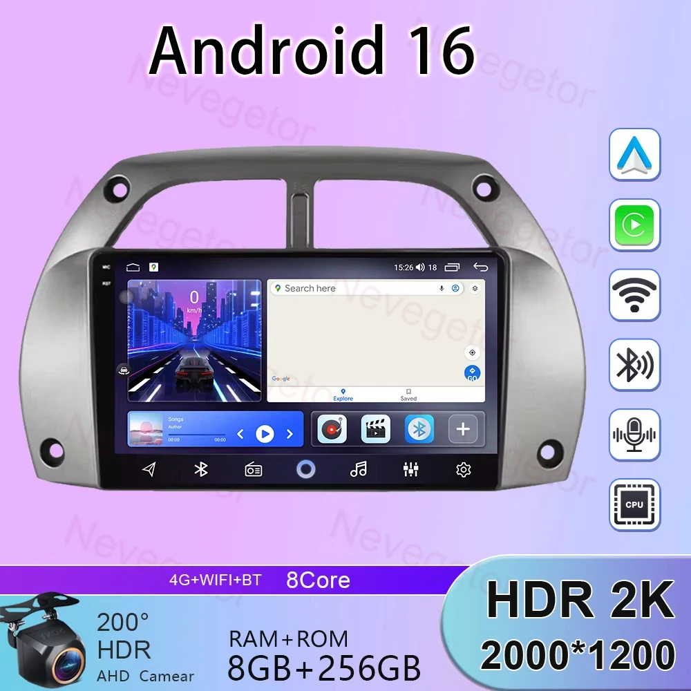 

For Toyota RAV4 Rav 4 2001 - 2006 Car Multimedia Android 15 Head Unit Player Navigation GPS Atuo Carplay WIFI 5G No 2din DVD BT