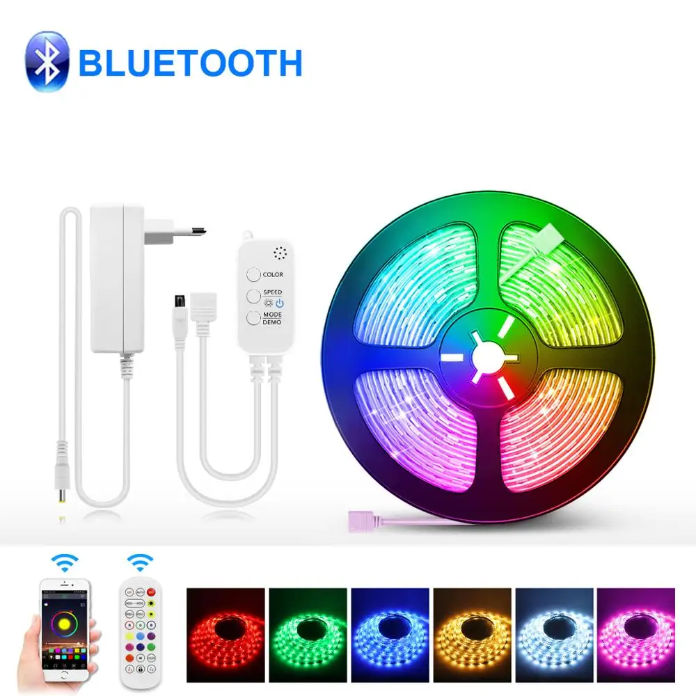 Wireless Bluetooth LED Strip lights Music RGB Diode Tape App Remote Control Smart Neon lamp For Room Party Christmas Decoration