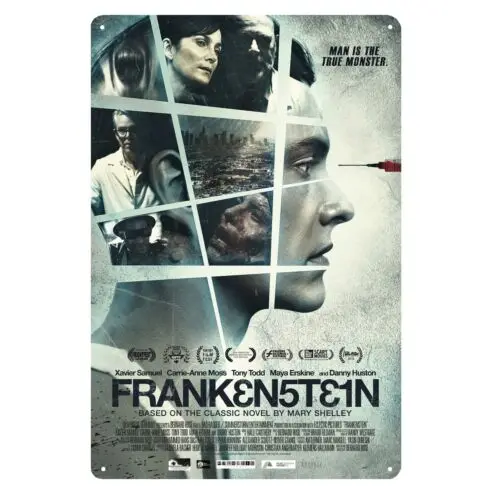 1n, Poster Logam Film Retro Frankenstein Tanda Timah Pelat Koleksi 20X30Cm