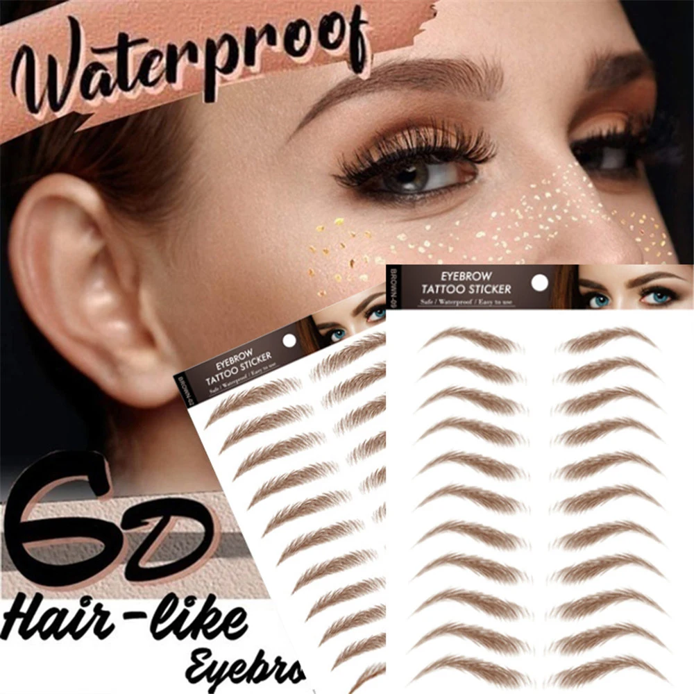 Makeup Waterproof Water-based Authentic 6D Hair-like Eyebrow Eyebrow  Sticker False Eyebrows