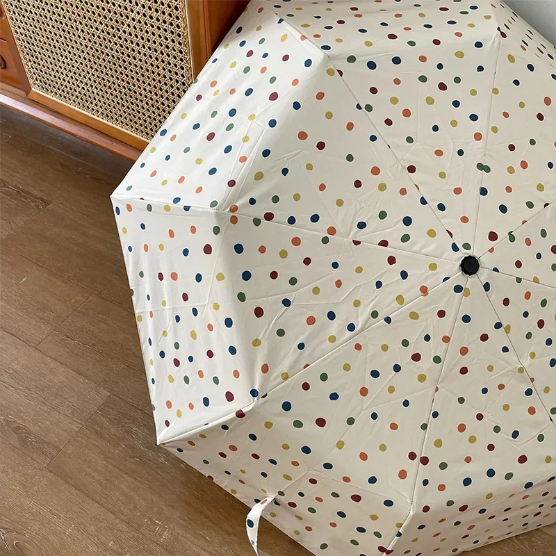 umbrella Colored polka dot vinyl automatic umbrella Sun with UV protection Lovely umbrella woman rain sunshine