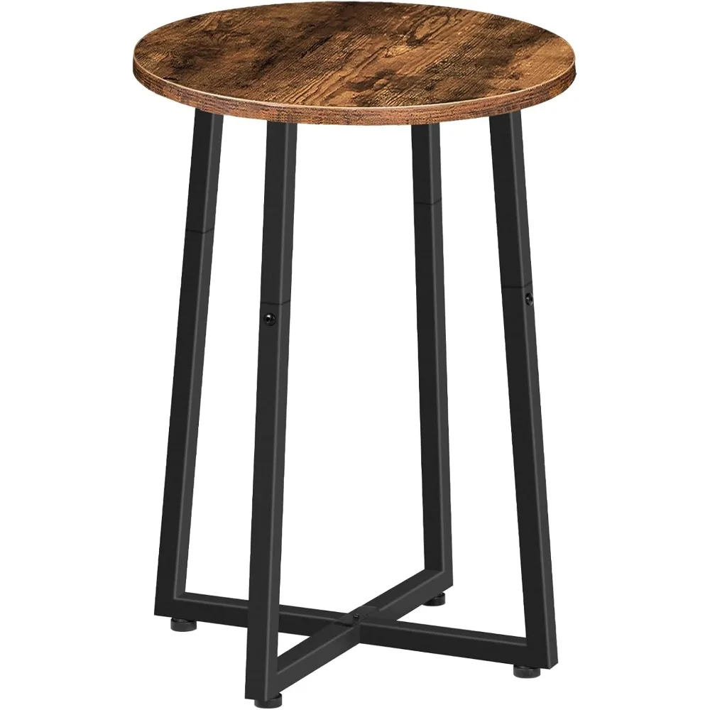 

Side Table, Round Accent End Table with Sturdy X-Shaped Metal Frame, 15.7" Round Nightstand, for Living Room, Bedroom