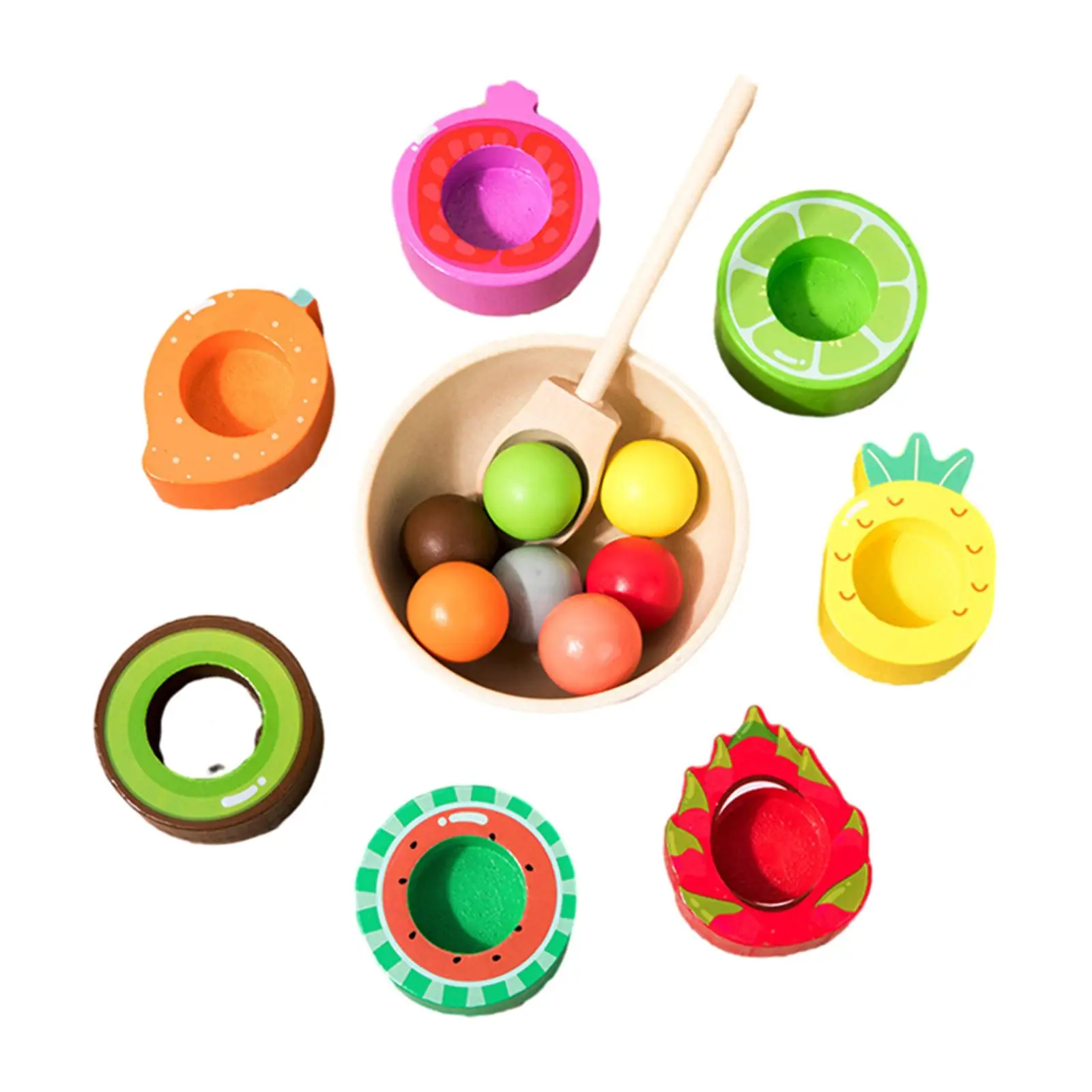 Rainbow Balls in Cups Board Game Counting Preschool Learning Toy Educational Toys Color Sorting Game for Girls Kids Boys Gifts
