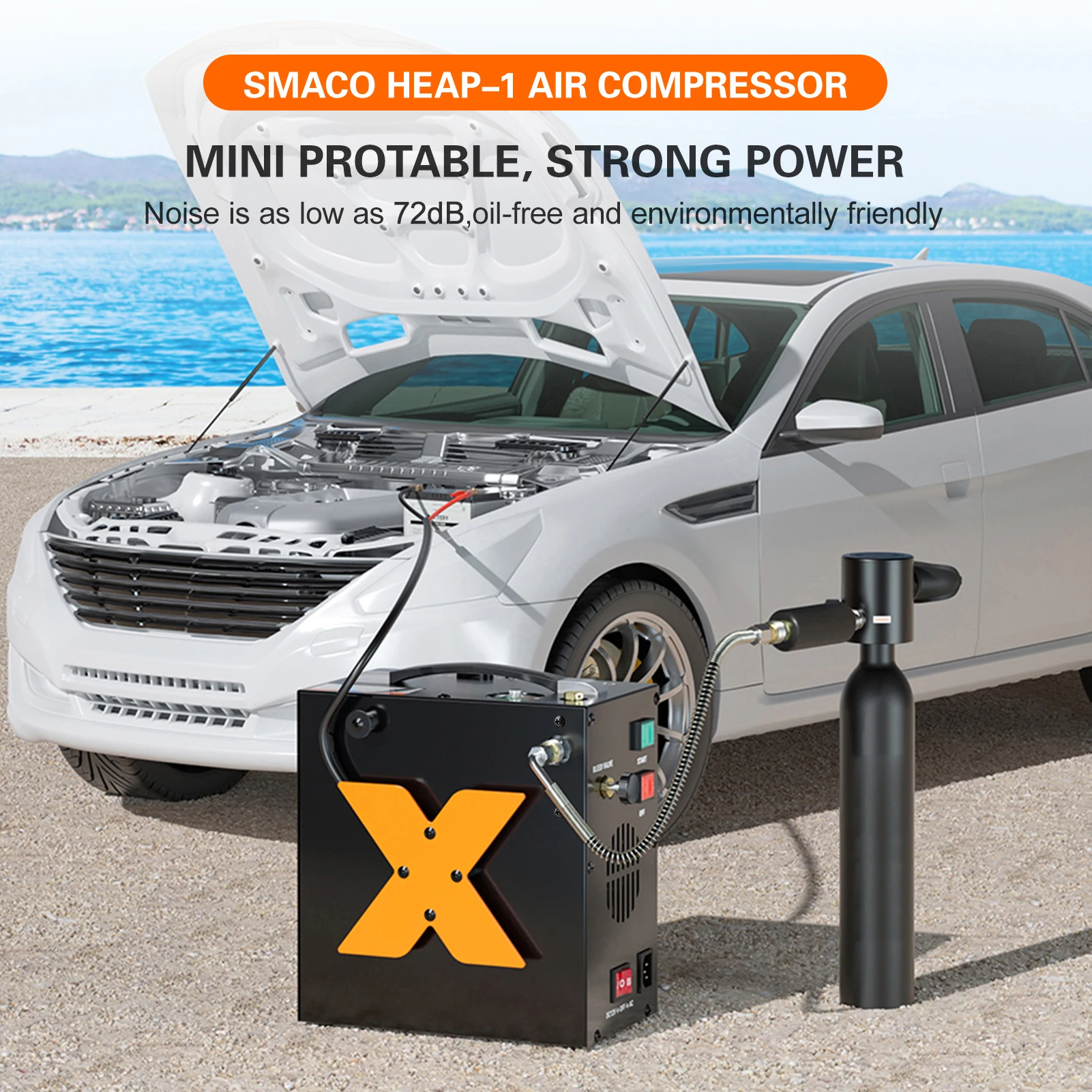

Scuba Tank Electric Pump Auto Stop Air Compressor Non Oil for Car Home Scuba Tank Air Compressor