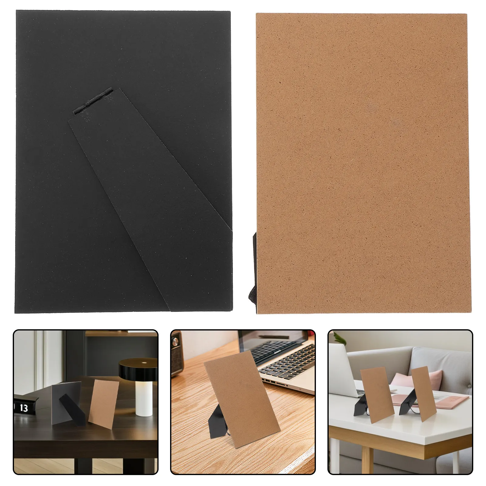 4Pcs Black Photo Frame Easel Backing Panels Mdf Replacement Back Board Stable Support Picture Frame Stand for Vertical