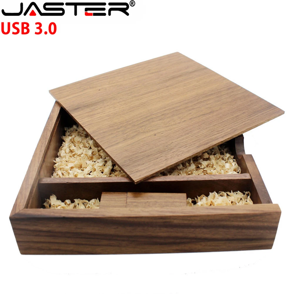 

JASTER USB 3.0 Wooden Photo Unique Album Box U Disk Pendrive 4GB 8GB 16GB 32GB 64GB 128GB No customized logo (size 170*170*35mm)