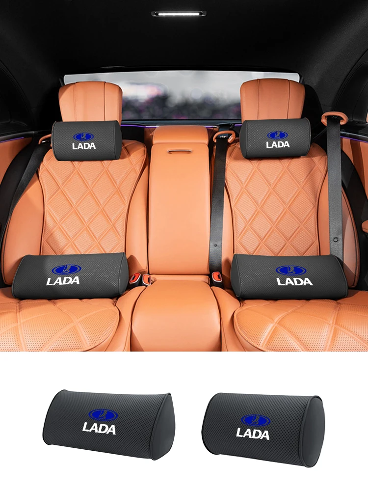 Almohada para el cuello del coche, espuma viscoelástica, soporte Lumbar protector para la espalda, cojín transpirable para aliviar el estrés para Lada Priora Sedan Sport Kalina