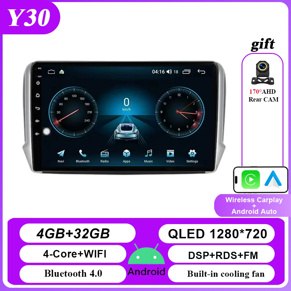 Carplay Android Auto Autoradio Voor Peugeot 2008 208 Serie 2012-2018 Multimidia Video Player QLED Scherm 2din stereo Head Unit - afbeelding 1