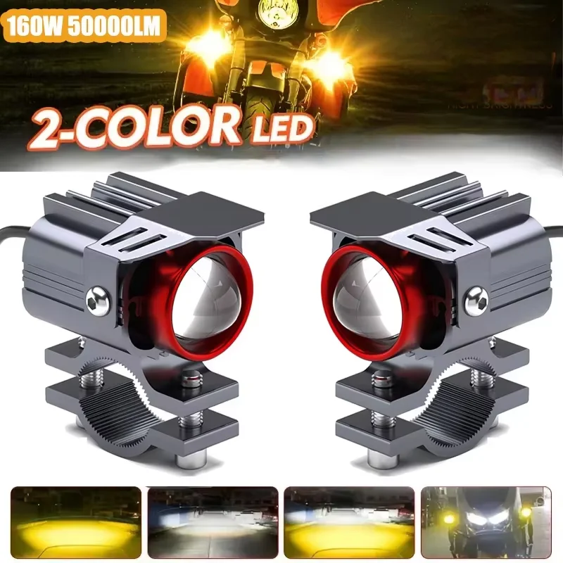 160W 50000LM Motorcycle Light For Motorbike Off-road Front Auxiliary 6000k/3000k Super Bright Mini Driving Led Headlight