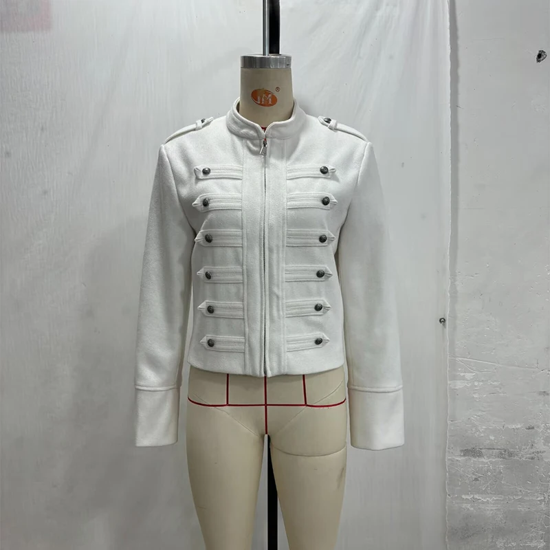 Napoleon Militär-Kurzjacke für Damen, Mehrfarbige Metall-Longsleeve-Jacken, Vintage-Oberbekleidung, Lässiger Schlanker Kurzmantel – Detail 9