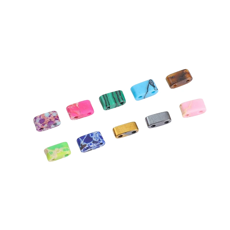 10 Stück transparente halbe TILA-Perlen mit 2 Löchern, quadratisch, flach, farbig, hell, lose Abstandsperlen für DIY-Schmuckherstellung, Zubehör – Detail 5