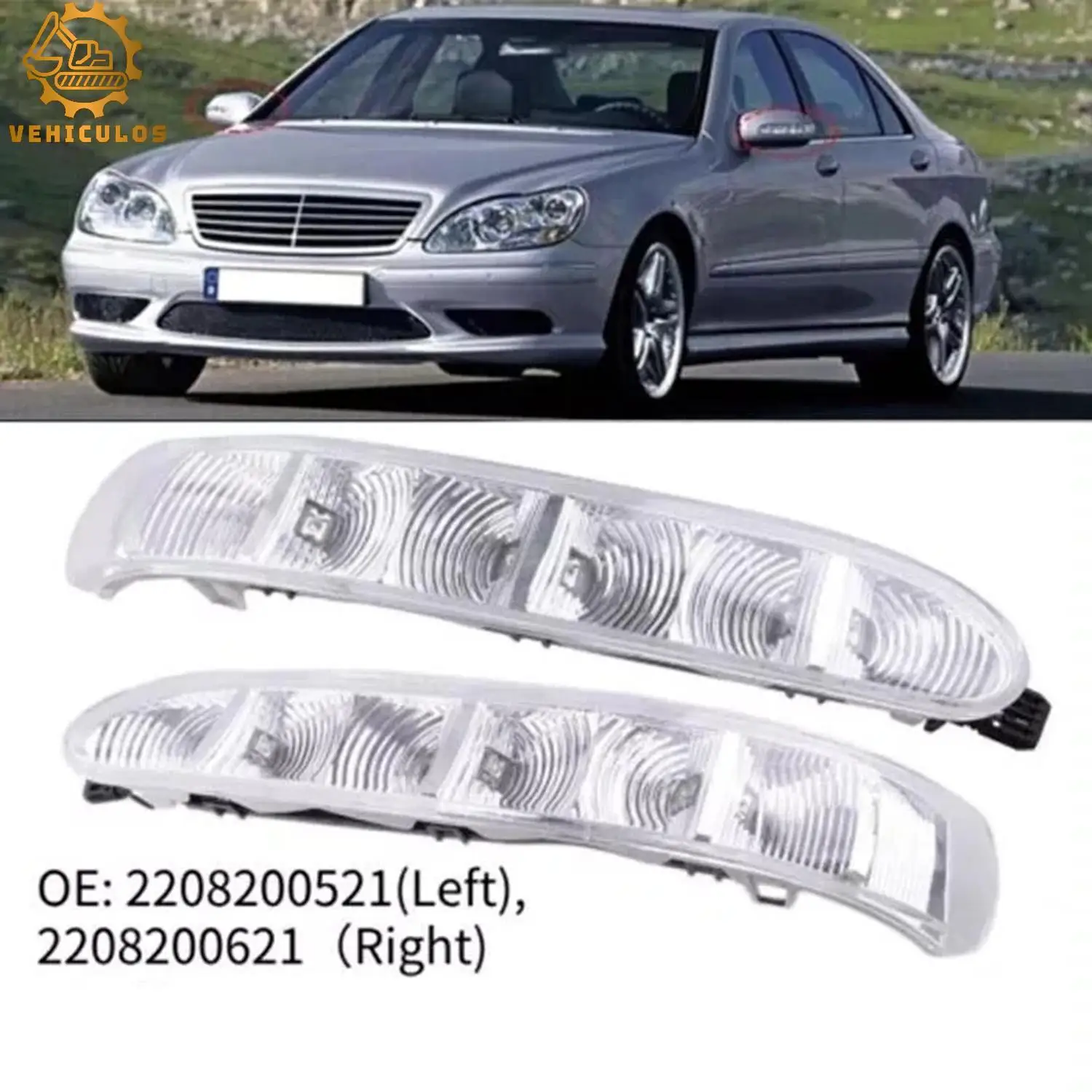 

2PCS L+R Side Set Door Side Mirror Turn Signal Lights 2208200521 2208200621 For 2002-2005 Mercedes-Benz S Class S350 W220 W215