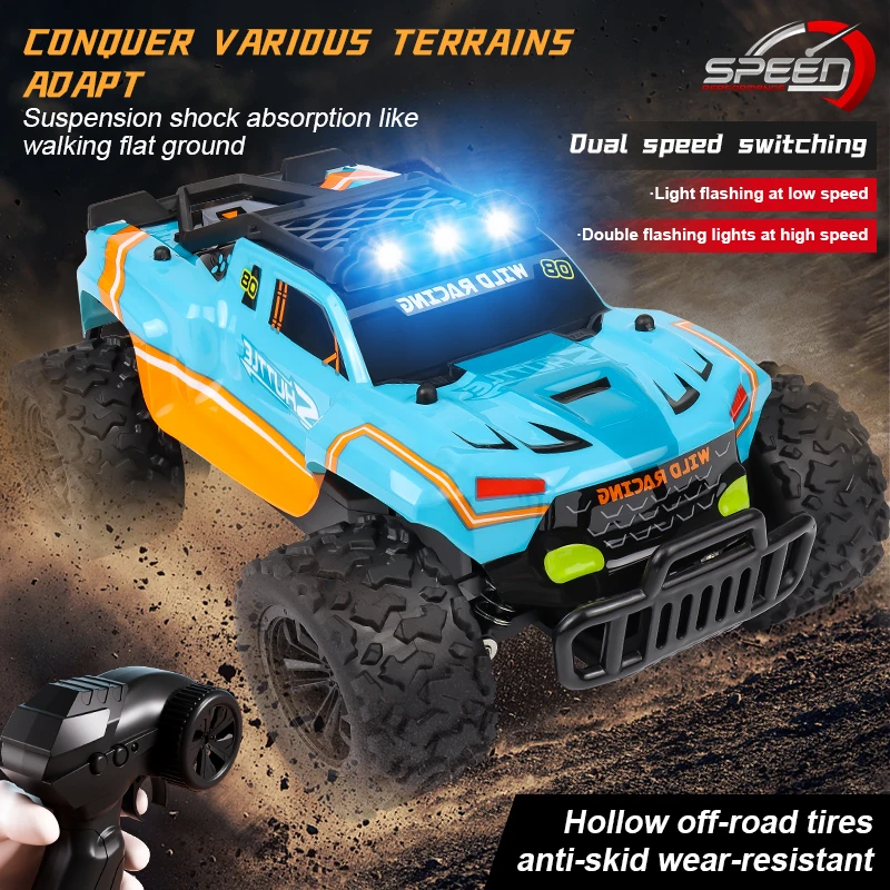 Todoterreno con Control remoto de alta velocidad de aleación recargable, coche RC Bigfoot de escalada, coche de juguete de carreras todoterreno de alta velocidad