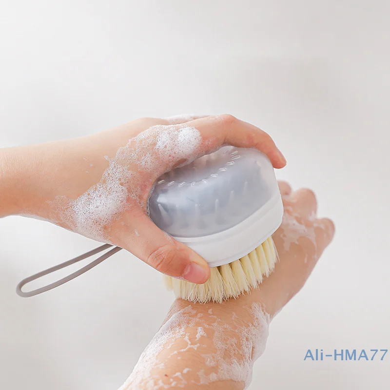 Two In One Double-Sided Silicone Massage Bath Brush With Cover Soft Wash Hair Brush SPA Silicone Shampoo Brush Exfoliator