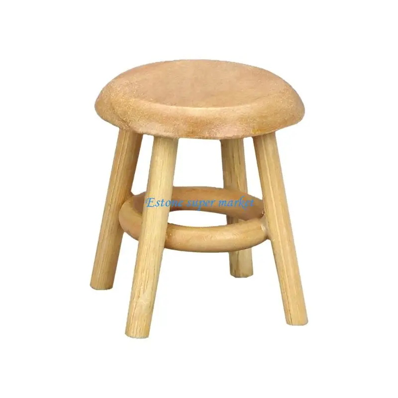 090B Delicate Tiny White Stool For Realistic Dollhouses Living Spaces