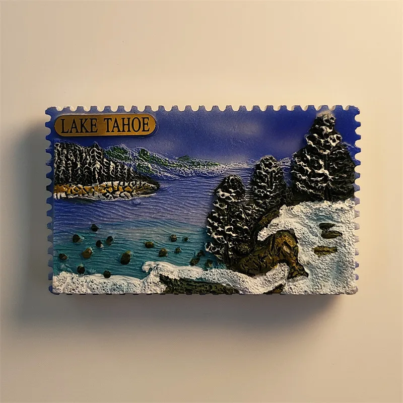 Lake Tahoe Tourist Souvenir Hand Painted Magnetic Fridge Magnet Resin Material in Lake Tahoe, California, USA