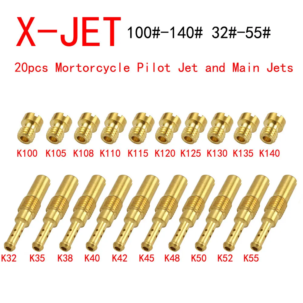 Pack of 20pcs Motorcycle Carburetor Main Jets Slow Pilot Jets for PWK PWM Keihin OKO CVK NSR KSR Carb Set Injector Nozzle