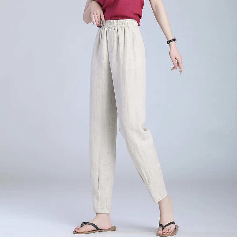 Cotton And Hemp Wide Leg Pants High Waist Loose Thin Radish Pants Casual Pants IceSsilk Straight Leg Pants Linen Lantern Pants