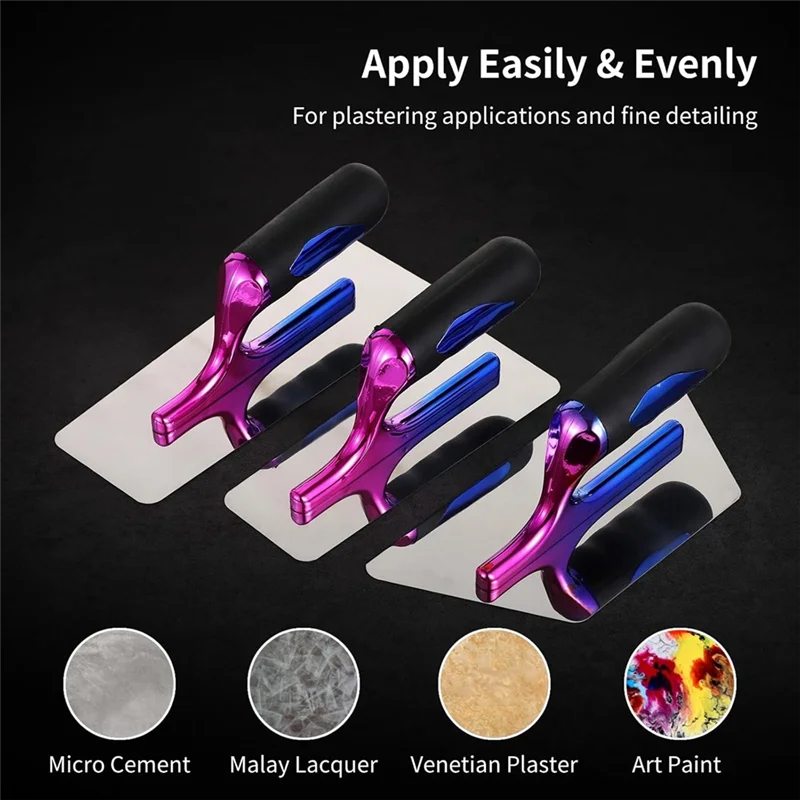

ABHB-3 Piece Plaster Spatula, Drywall Spatula Art Painting Finishing Tool Venetian Plaster Tools