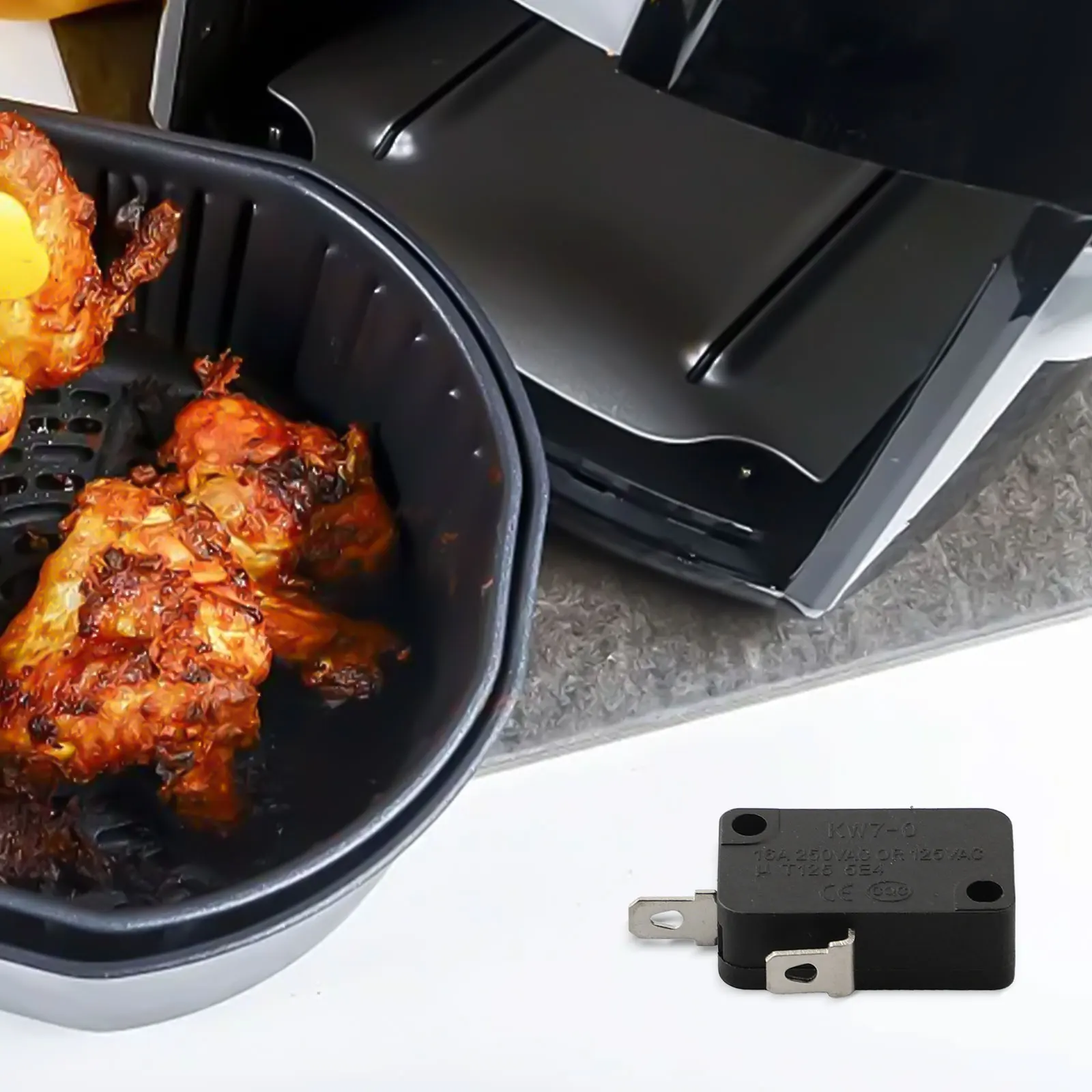 KW7-0 16A interruptor pequeño freidora de aire horno microondas interruptor 220(V) apto para: horno microondas, cocina de inducción, máquina de juego, lavado