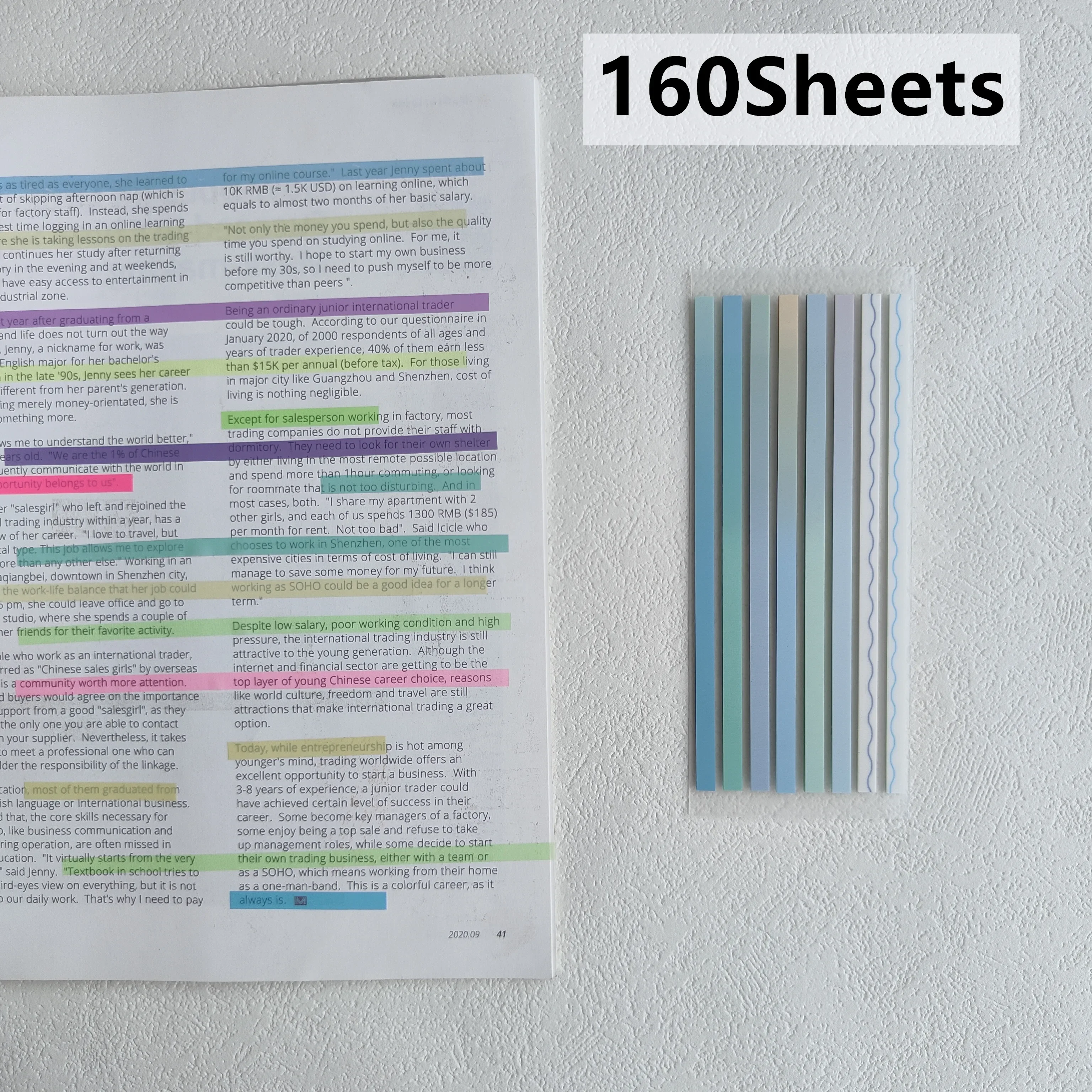 KindFuny 160 Blatt Haftnotizen, transparent, Haftnotizen, Indexregisterkarten, Pfeilflaggen für Seitenmarkierungen, Planeraufkleber, Büro, Schule – Detail 14