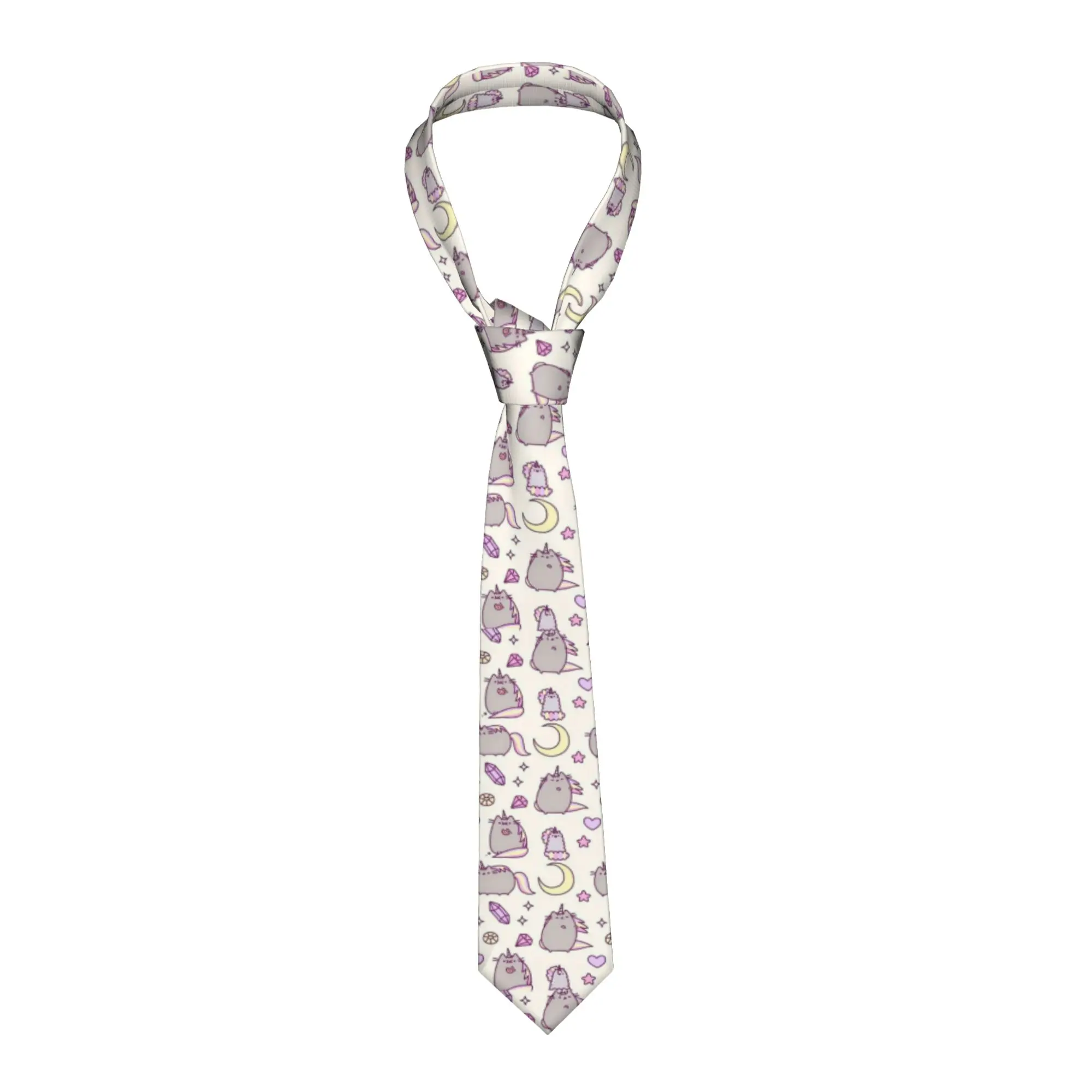 P-Pusheencats Cats Pattern Men Necktie Silk Polyester 8 cm Wide Neck Tie for Mens Shirt Accessories Cravat Wedding  Office