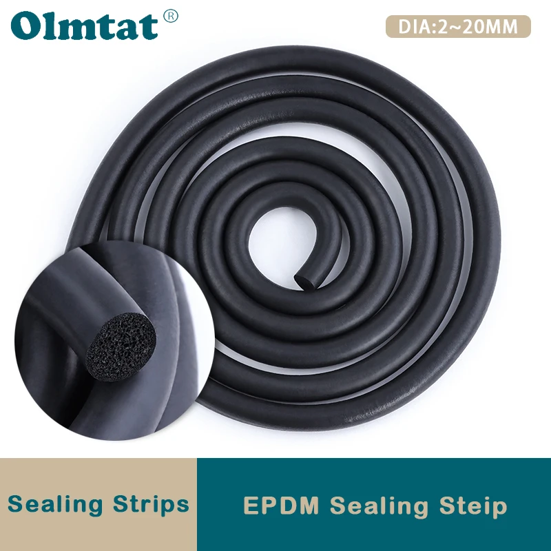 2/5M 3/4/5/6/7/8/9/10/12/14/16/18/20mm EPDM O Type Round Sealing  Strip Sound Proofing Dustproof Foamed Rubber Seal Strip