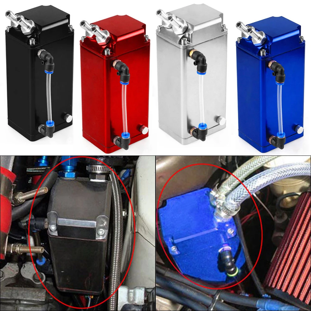 Racing Universal Oil Catch Tank With Breather Aluminum Oil Catch Tank Can Polished Oil Reservoir Catch Tank