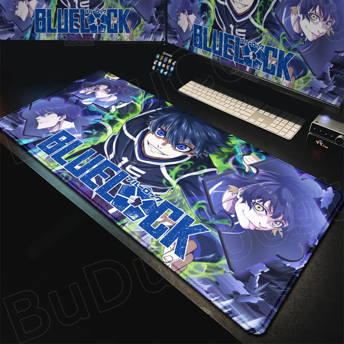 Isagi Yoichi Non-slip Laptop Rubber Mouse Pad Hot Anime Blue Lock Large Gaming Office Keyboard Extend Desktop Mat PC Accessories