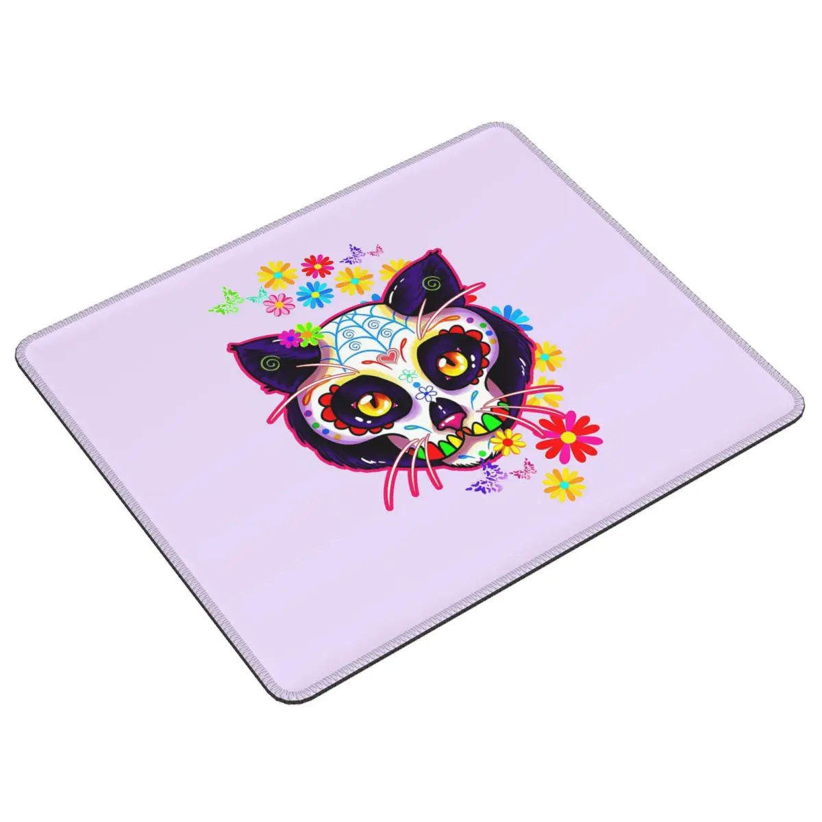 Day Of The Dead Kitten Cat Sugar Skull Mexican Halloween Floral Mouse Pad Computer Keyboard Mouse Mat Gaming PC Desk Mat Office
