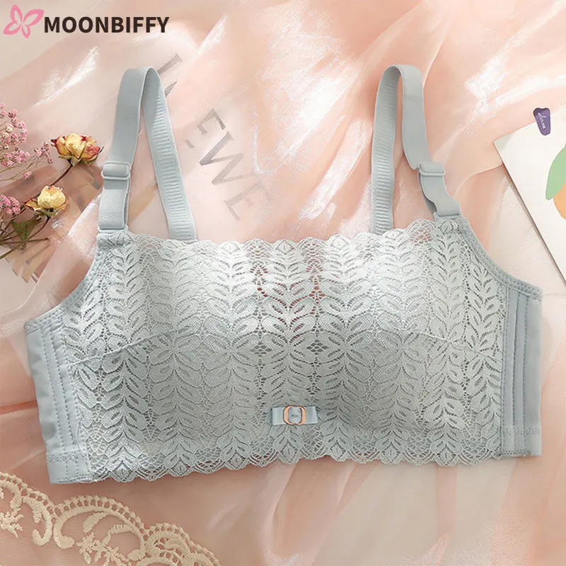 Sexy Breathable Girl Underwear Gathered Soft and No Steel Ring Bra Thin Lace Small Chest Simple Tube Top Wrapped Chest