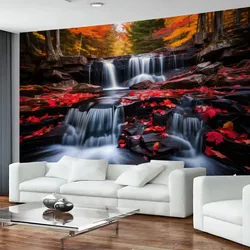 Natural mountain and river tapestry landscape, jungle waterfall wall hanging, suitable for home, office and dormitory decoration