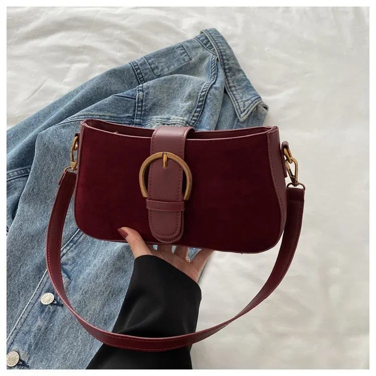 Damen-Umhängetasche aus Wildlederimitat, Unterarm-Umhängetasche, Reißverschluss, modische Umhängetaschen für kleine quadratische Taschen, geeignetes tägliches Outfit – Detail 14