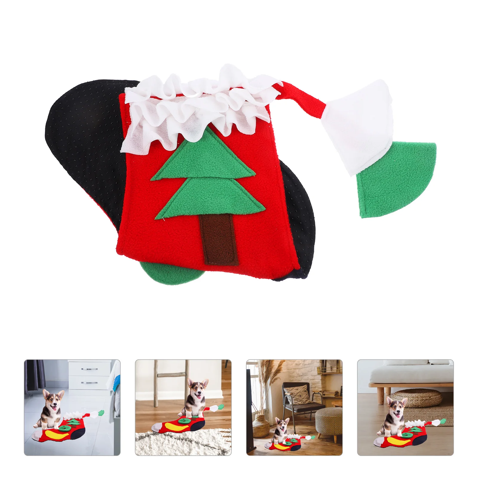 

Dog Snuffle Mat Christmas Tree Shape Pet Sniffing Pad Interactive Foraging Toy Training Accessory
