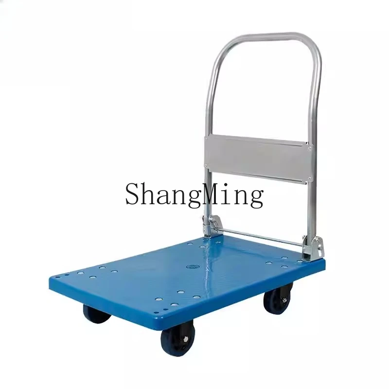 

CL Storage Flatbed Cart Folding Hand Truck Pulling Cart Transport Cart Plastic Hand Truck 50*70*15cm