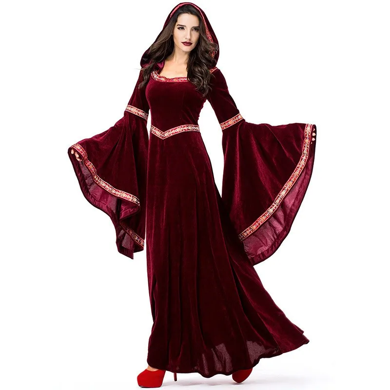 

Medieval Renaissance Queen Long Dress Halloween Witch Court Costume Women's Traditional Ethnic Stage Performance Gown
