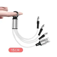 Short USB Multi Charging Cable, Keychain 3 in 1 Charger Cord for IP/Type C/Micro USB Port for Cell Phones/Samsung/Android/More