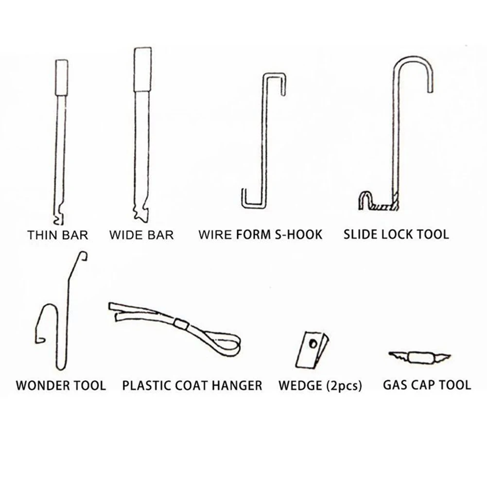 Emergência Open Unlock Key Tools Kit, Black Air Pump, Porta do veículo Perdeu Lock Out, Thin Bar Wedge, Universal Car Styling Peças