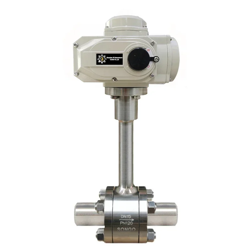 PN16 24VDC 1/4 Inch Ultra Low Temperature SS304 Forged Steel Extended Stem Socket Butt Weld Electric Cryogenic Ball Valve