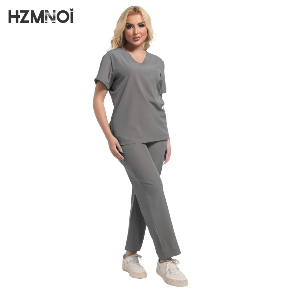 Uniformes de esteticista de alta calidad para mujer, gran oferta, uniforme de Hospital, venta al por mayor, pantalones superiores con bolsillo, uniformes médicos de enfermería, conjunto exfoliante