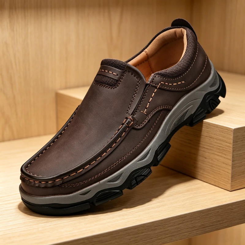 

Мужские повседневные кожаные лоферы Весна 2026: дышащие, нескользящие, для прогулок на улице, удобные слипоны для вождения