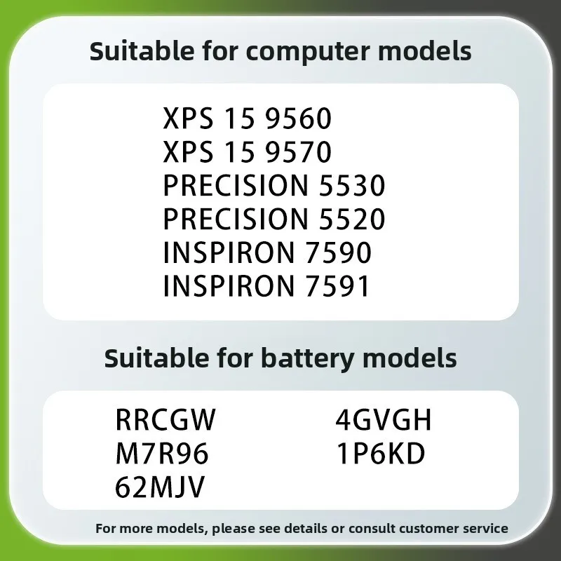 Para dell precisão 5510 5520 5530 7590 7591 xps 15 9550 9560 9570 rrcgw 4gvgh baterias de substituição para laptop preço baixo
