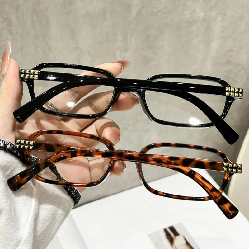 2 Pcs/Set Blue-light-blocking Black Rectangle Men Glasses Frame Optical Blue Light Glasses Classic Computer Glasses Plane Mirror