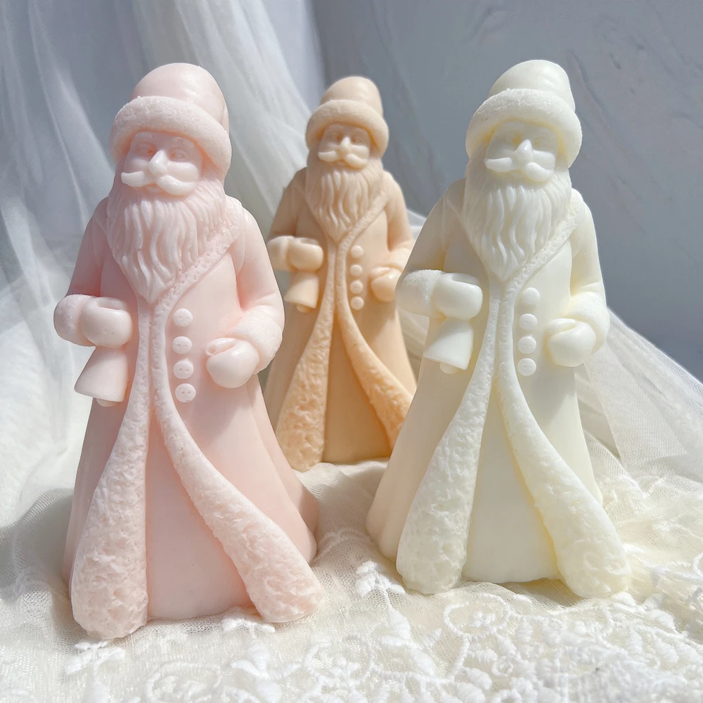 Kriss Kringle Plaster Gypsum Mould Cute Santa Claus Candle Mold Father Christmas Resin Silicone Mold For Home Decor