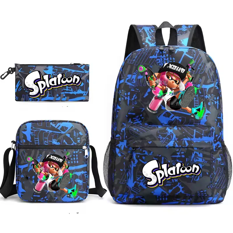 Hot Game Splatoon Kind Rugzak Studenten Jongens Meisjes Schooltassen 3 stks Set Grote Capaciteit Lichtgewicht Rugzak Reistas Mochila