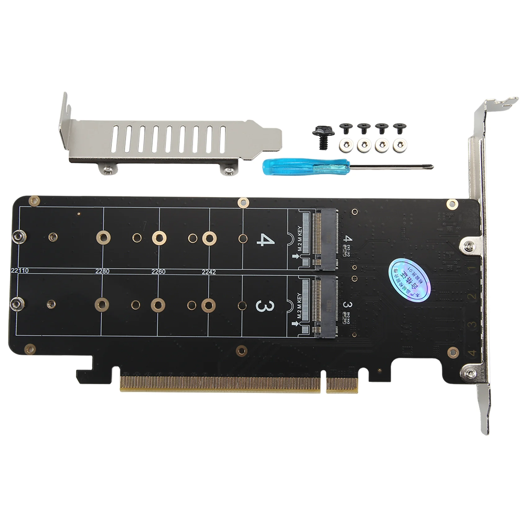 A40I PCIE 4.0 Dual-Disk PCIeX16 to M.2 M-Key NVME SSD Expansion Card,Supports 4 NVMe M.2 M Key 2280 SSD
