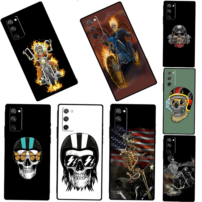 Motorbike biker chopper skull Soft Case For Samsung Galaxy S22 Ultra S8 S9 S10 S20 FE S21 Plus S10e Note 20 Ultra Cover